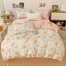 4 件套小碎花卡通印花羽绒被套套装（1 个羽绒被套、1 张床单和 2 个枕套，不含填充物），适合所有季节的床上用品套装 - 彩色 - 查看 10