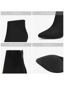 Women's Light Grey Suedes Pointed Toe High Heel Ankle Booties - 黑色/麂皮 - 查看 7