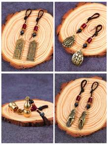 1 件精美十二生肖黃銅鑰匙扣,帶十二生肖守護神設計,適合節日禮物和汽車鑰匙扣,復古金屬吊墜