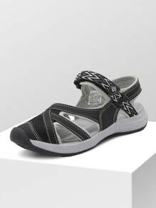 Women Summer Sport Athletic Sandals, Soft Bottom Beach Sandals  With Hook-And-Loop, Sporty Outdoor Hiking Sandals - Black - View 6