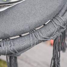 Outsunny Outdoor Cotton-Polyester Blend Macrame Hanging Rope Chair With Cushion, Portable Garden Chair With Fringe Tassels For Patio, Deck, Tree, Grey - Grey - View 6