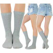 ToBeInStyle Pack Of 3 Of Colorful Unisex Fashion Slouch Socks - Heather Grey - View 3