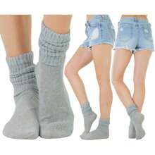 ToBeInStyle Pack Of 3 Of Colorful Unisex Fashion Slouch Socks - Heather Grey - View 2