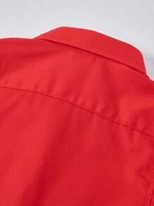 Back To School Season Young Boy's Casual Red Long Sleeve Shirt - Red - View 5