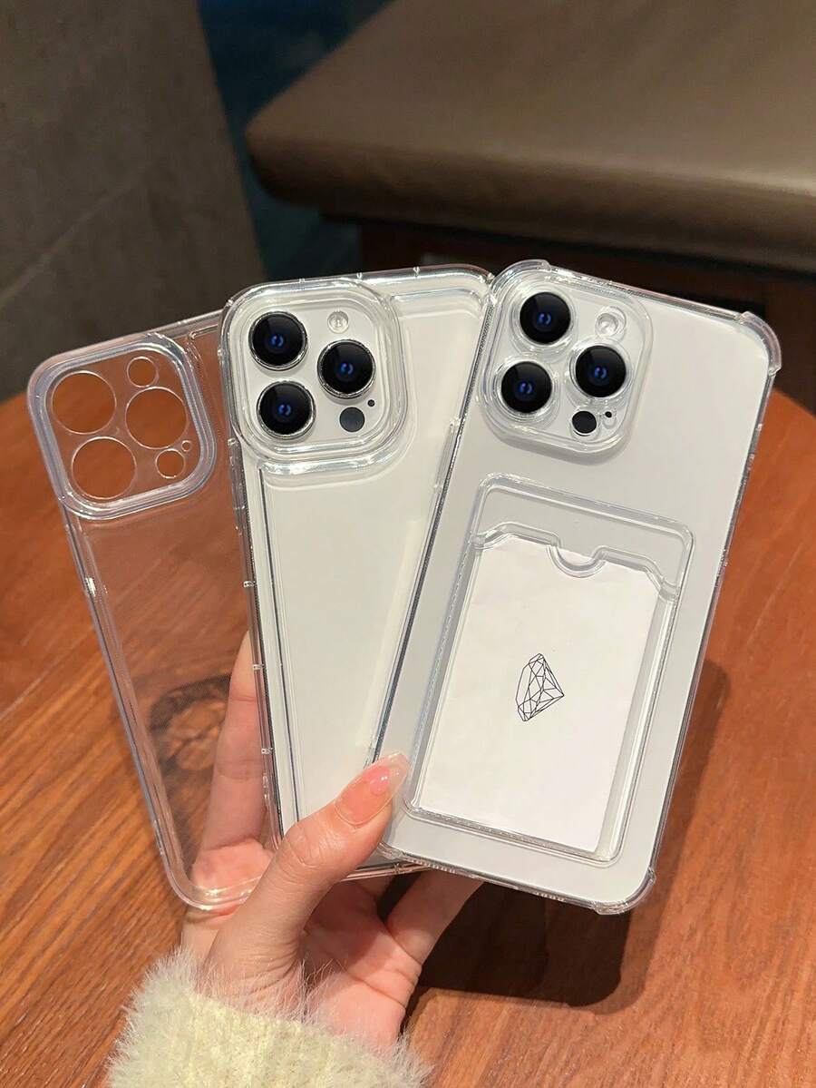 3pcs/Set Solid Color Anti-Fall Tpu Clear Airbag Phone Case Compatible With Apple Phone - Multicolor - View 1