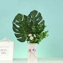 10/20 pièces 33,9 cm Fausses feuilles de palmier tropical avec tiges, plante tropicale artificielle, imitation de feuilles de Monstera, décorations de fête hawaïenne luau, Saint-Valentin, cadeau