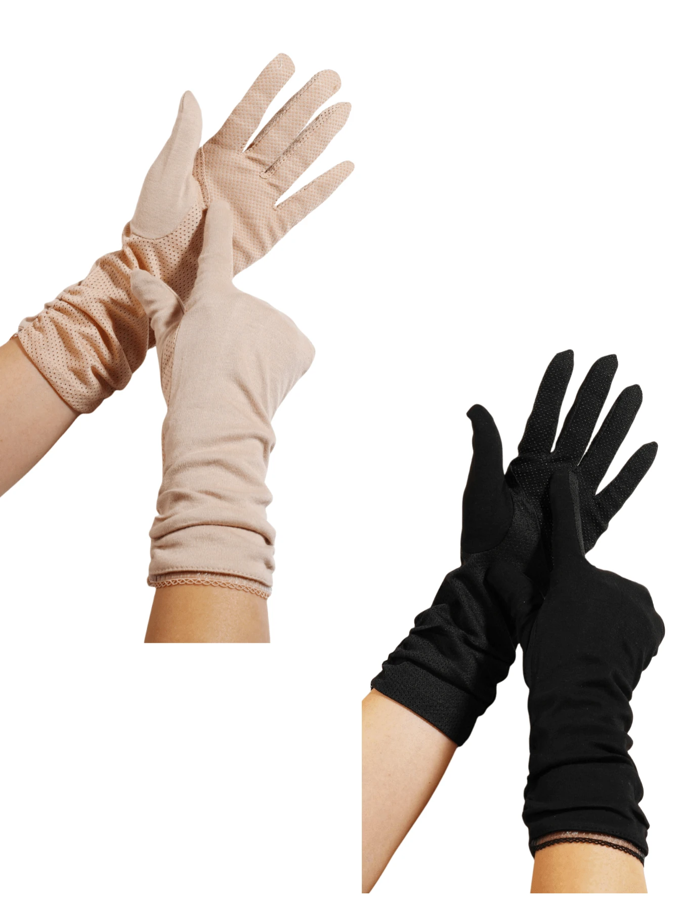1pair Ladies' Solid Color Uv Protection Full Finger Touchscreen Non-Slip Gloves Breathable Summer Outdoor Sports Gloves For Driving Cycling - Multicolor - View 1