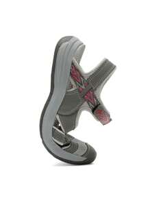 Women Summer Sport Athletic Sandals, Soft Bottom Beach Sandals  With Hook-And-Loop, Sporty Outdoor Hiking Sandals - Xám - Xem 8