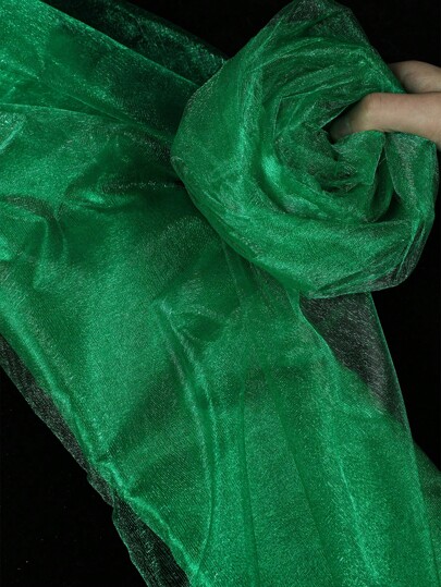 1 pieza 5/10m Tela de arco verde liso, suministros de decoración de fondo para fiesta de boda, decoración de mesa para fiesta de cumpleaños Organza, hilo de embalaje de flores, tela de arco de boda para decoración, organza decorativa para respaldo de silla, favor de fiesta, suministros de embalaje de regalos Organza, decoración para baby shower, decoración navideña, decoración de Año Nuevo 2026