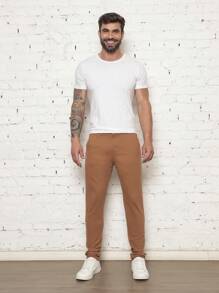 Men Pants - 駝色 - 查看 2