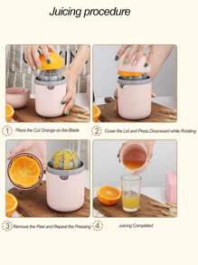 1入組手動柑橘榨汁機，檸檬造型柑橘榨汁機，創意橙汁機，手持式橙汁機，家用手動榨汁機，廚房工具，廚房攜帶式水果機，攜帶式榨汁機+攪拌機連組合，果汁，檸檬。 - 彩色 - 查看 5