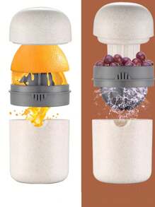 1入組手動柑橘榨汁機，檸檬造型柑橘榨汁機，創意橙汁機，手持式橙汁機，家用手動榨汁機，廚房工具，廚房攜帶式水果機，攜帶式榨汁機+攪拌機連組合，果汁，檸檬。 - 彩色 - 查看 6