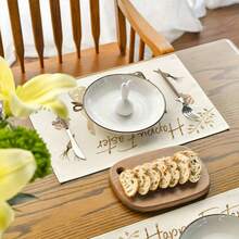 4入組復活節主題餐墊,胡蘿蔔兔子歡慶復活節餐墊,廚房可水洗桌墊,家庭餐桌裝飾,盤杯帶隔熱墊,派對裝飾,場景裝飾 - 彩色 - 查看 5