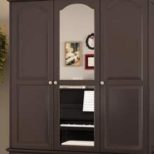 Armoire Wardrobe Closet With Mirror And 5 Drawers, Wardrobe Clothes Organizer With Hanging Rod And Shelves