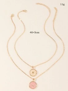 Bộ 2 dây chuyền mặt tròn cho bé gái, kèm mặt dây hình trái tim và mặt trăng. - Nhiều màu - Xem 5