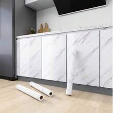 1卷大理石壁紙，PVC防水自粘可拆卸裝飾性乙烯基薄膜，適用於牆壁 - 紫色 - 查看 7