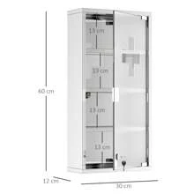 HOMCOM 4 Tier Stainless Steel Wall Mounted Medicine Cabinet Glass Lockable Door Storage Shelves Houseware Bathroom Furniture 60Hx30Wx12D(Cm) W/2 Keys