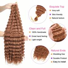 1/6Packs Ocean Wave Crochet Hair ,30Inch Brown Deep Wave Braiding Hair For Women Synthetic Curly Crochet Hair Extensions Wavy Braiding Hair Bohemian Crochet Braids(30#) - Brown - View 3