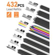 SHEIN X Jess 25 件藝術機械鉛筆套裝帶盒，3 件金屬藝術家鉛鉛筆0.5、0.7、0.9 毫米和3 件2 毫米鉛座（HB 2H 2B 4B 顏色）帶432 件石墨鉛筆芯用於繪畫素描，學校辦公用品，適合青少年高中 小學 男女生 大學生 - 彩色 - 查看 3