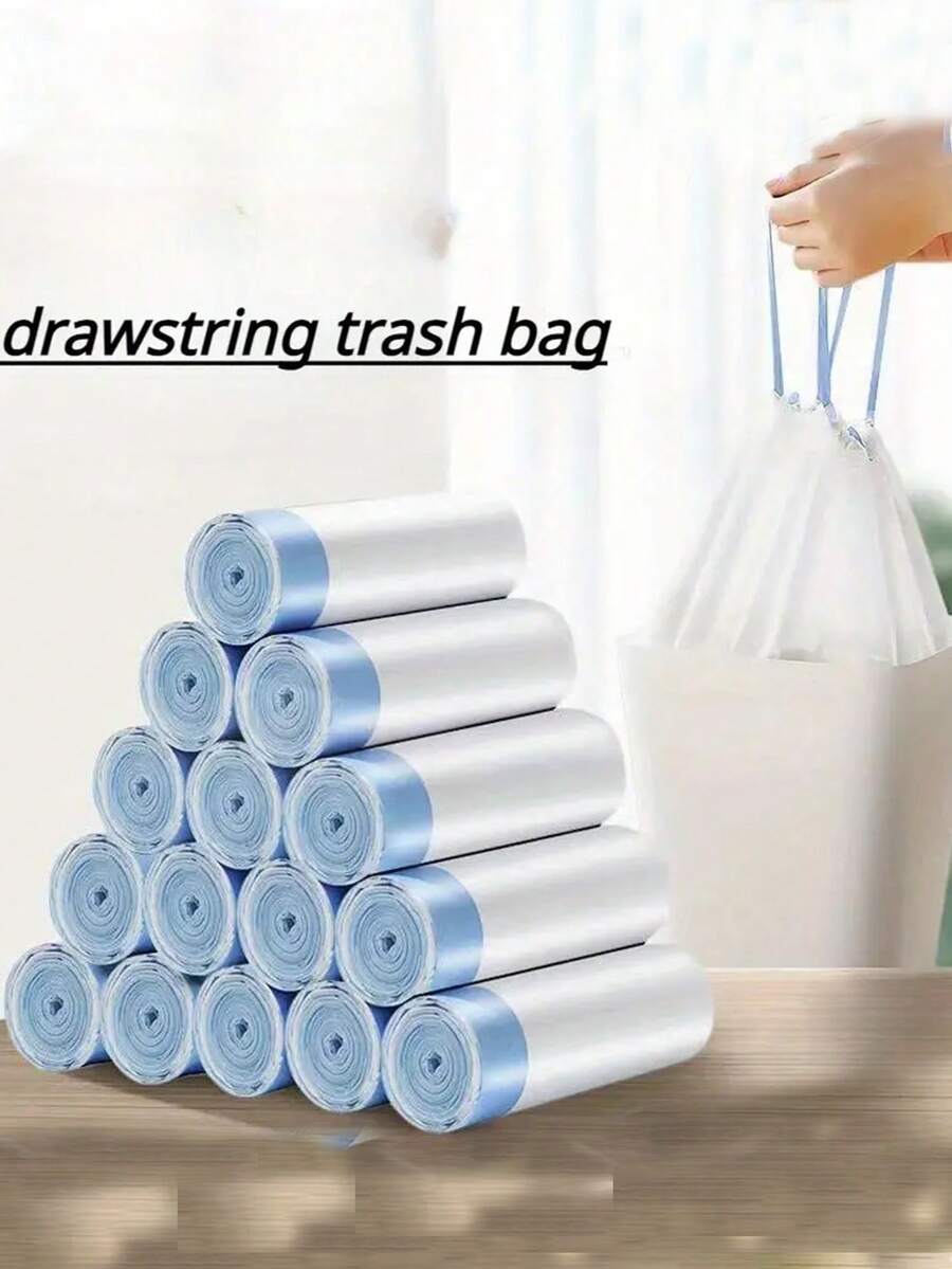 195pcs/90pcs/60pcs Household Thickened Portable Disposable Garbage Bags Drawstring And Storage Bag - Multicolor - View 1