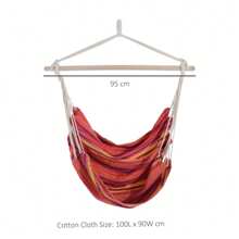 Outsunny Outdoor Hanging Rope Chair With Cotton Rope, Garden Hammock Chair With Wooden Support Bar Cotton Cloth, Portable Garden Chair For Patio & Tree - Red - View 4