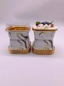 50 khuôn nướng bánh chống dính, viền cuộn, họa tiết vân đá cẩm thạch, có nắp đậy, chịu nhiệt, dùng cho việc nướng bánh trong nhà bếp, trang trí tiệc, đám cưới và sinh nhật, trang trí nhà cửa và tiệc tùng. - Vàng - Xem 5