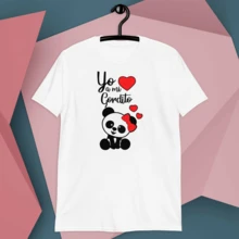 Playeras San Valentín. Set de dos Playeras "Panditas, Amo a Mi Gordito". Dia del amor y la amistad. Para regalar. Pareja.  Amiga. Amigos. Novio. Novia. - Blanco - Ver 3