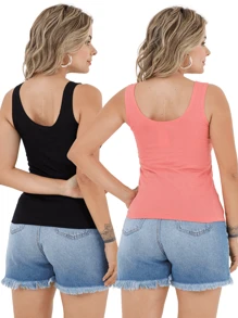 Women Tank Tops & Camis - Màu Hồng  San hô - Xem 2