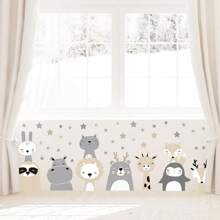 Cartoon Smiling Animal & Star Wall Stickers For Kids' Room Decoration, Living Room Hallway Entrance Door Porch Home Decor, Wall Decals Baby Shower Family Decorations Gifts, For - Multicolor - View 2