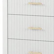 MERAX 6 Drawer Dresser With Metal Handle For Bedroom, Storage Cabinet With Vertical Stripe Finish Drawer, Black/White - trắng - Xem 8