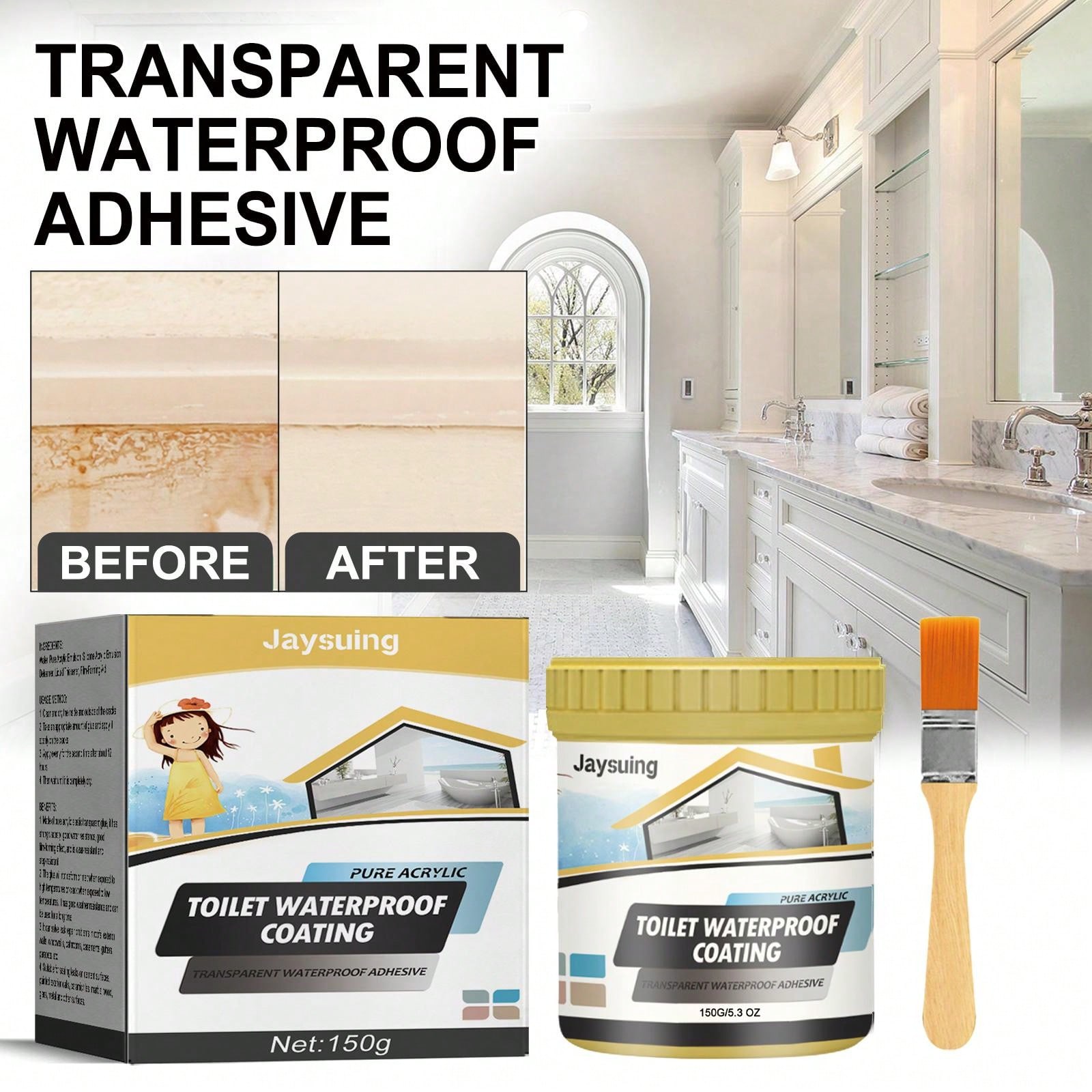 Leak Repair Waterproof Adhesive, Transparent AntiLeakage Waterproof