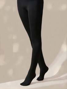 Meia Calça com pé Fio 80 Preta Grossa Térmica Flanelada Frio