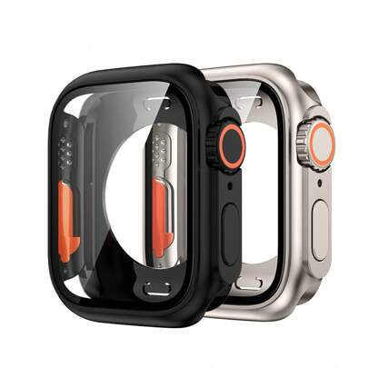 Screen Protector Case, Front And Back Cover (Titanium) Compatible With Apple Watch Series 9/8/7/6/5/4/Se 2 Series 45mm 41mm 44mm 40mm