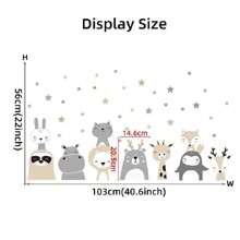 Cartoon Smiling Animal & Star Wall Stickers For Kids' Room Decoration, Living Room Hallway Entrance Door Porch Home Decor, Wall Decals Baby Shower Family Decorations Gifts, For - Multicolor - View 5