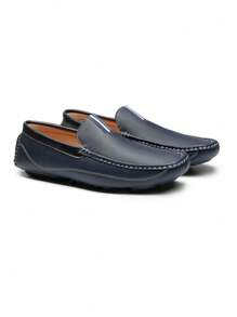 Men's Driving Moccasins Penny Loafers Slip On Loafer Shoes - Navy Blue - View 5