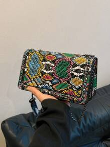 Fashionable Embroidery Thread Pu Colored Chain Shoulder Bag Women's Crossbody And Handbag - Multicolor - View 4