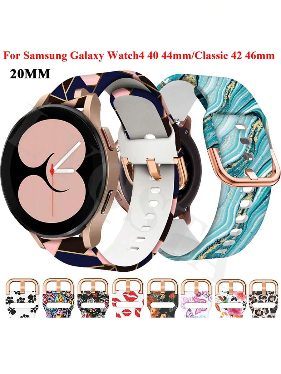 1 件 20 毫米硅胶智能表带兼容三星 Galaxy Watch 5 Pro Watch 4 Active 2 40 44 毫米 GT 2 GT3 42 毫米男女表带手链配件 - 彩色 - 查看 1