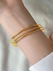 1 Set Stainless Steel Minimalist Elegant Multi-Layer Three Lives Three Worlds Matte Chic Bracelet, Unique Design, Delicate Craftsmanship, Suitable For Daily Wear, Great Gift For Valentine's Day