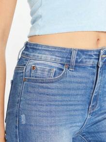 Jeans para mujer Cremallera - Azul lavado medio - Ver 4