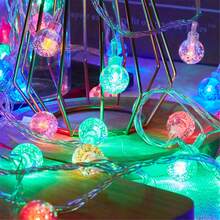 1入組/條6m/40led透明球形燈串與電池盒,適合diy婚禮派對臥室露台戶外露營攤位裝飾,生日派對,帳篷,燈串（不含電池） - 圓球-透明 - 查看 9