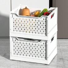 1pc White Wardrobe Storage Rack, Stackable Drawer Storage Rack, Foldable Storage Box, Suitable For Drawer Dividers In Closets, Cabinets, Food Storage Rooms, Laundry Rooms And Study Rooms - White - View 3