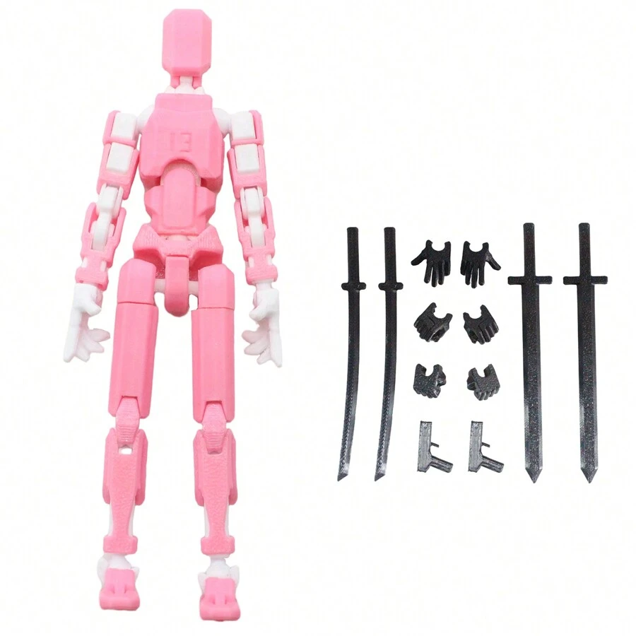 1 Pieza Juguetes De Modelo De Cuerpo Humano Impreso En 3d Robot Múltiples Articulaciones Poseibles [slucky 13] - Rosa - Ver 1