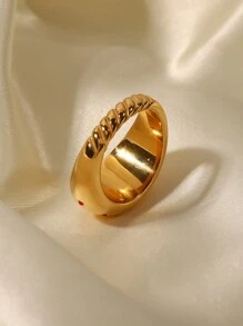 Uworld 1pc Fashionable And Personalized Stainless Steel Star Radiating Texture Closed Ring - Multicolor - View 8