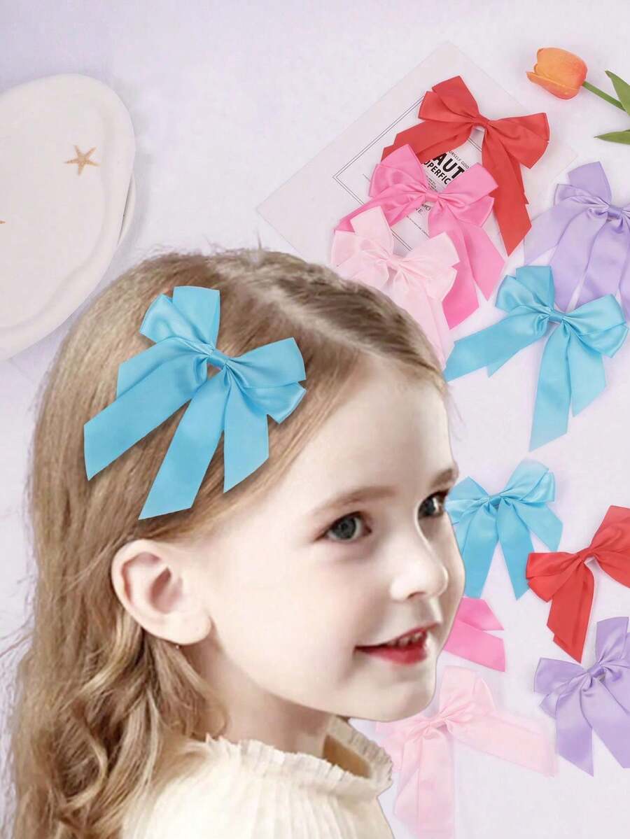 1pc Large Bow Hair Clip With Ballet Style Ribbon Streamers Hair Tie Headwear - Purple - View 1