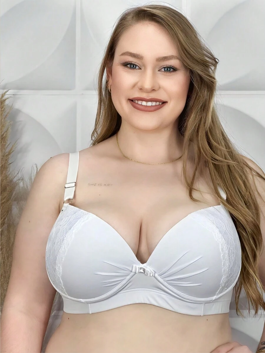 Plus Size Bras & Bralettes - trắng - Xem 1