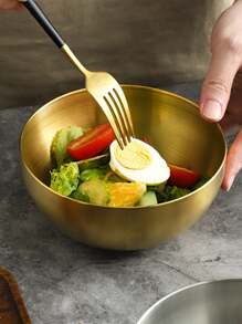 1 件金色不锈钢沙拉碗、晚餐碗、大碗、厨房、圣诞礼物、学校用品 - 金色 - 查看 6