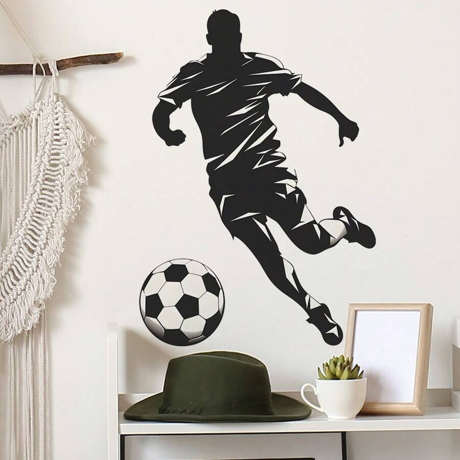 1 miếng dán tường bóng đá thể thao nhiều màu sắc, hình dán, decal dán tường, decal vinyl trang trí nhà cửa, vật dụng trang trí mùa xuân làm mới ngôi nhà của bạn, hình dán trang trí lễ hội quà tặng sinh nhật tốt nghiệp - màu đen - Xem 1