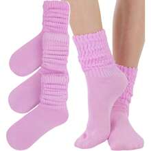 ToBeInStyle Pack Of 3 Of Colorful Unisex Fashion Slouch Socks - Pink - View 5