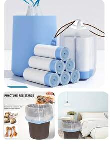 195pcs/90pcs/60pcs Household Thickened Portable Disposable Garbage Bags Drawstring And Storage Bag - Multicolor - View 2