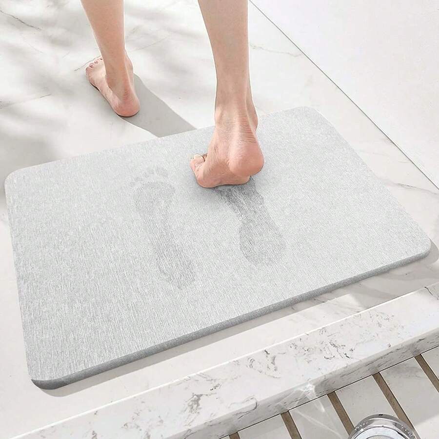Diatomite Stone Bath Mat Absorbent Drying Bathstone Bathmat Rugs Non-Slip Mat - White - View 1